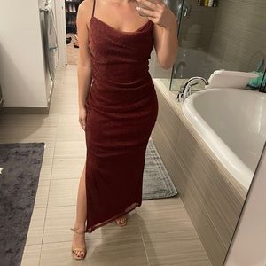 Burgundy gold sparkly dress lulus